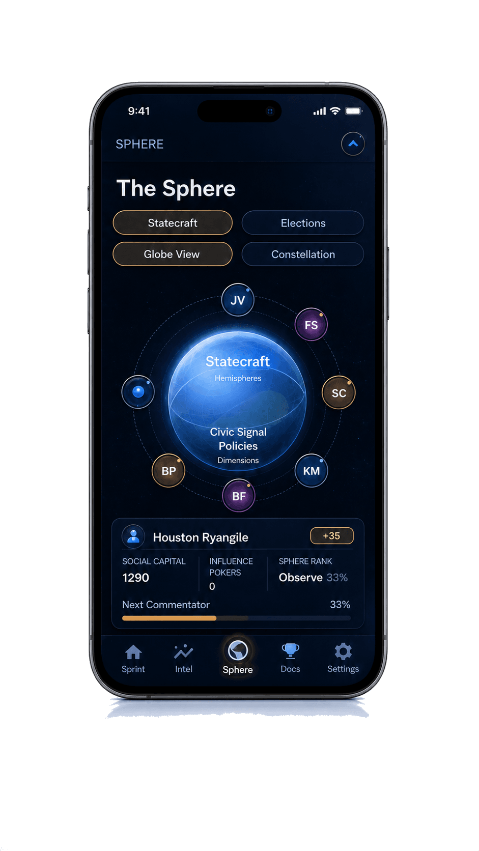 Signal Sprint Sphere app screen